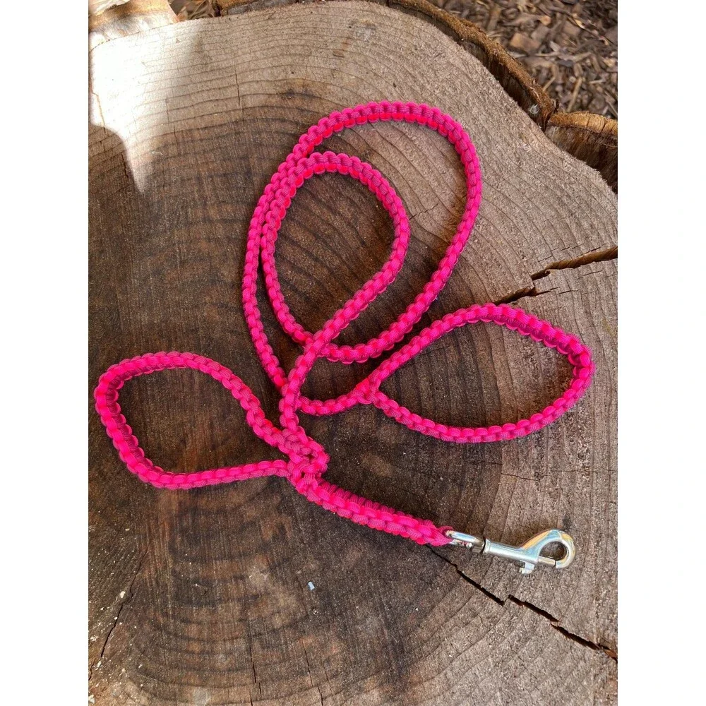 4' Paracord Dog Leash 2-Handle - Standard Leash with Traffic Hold
